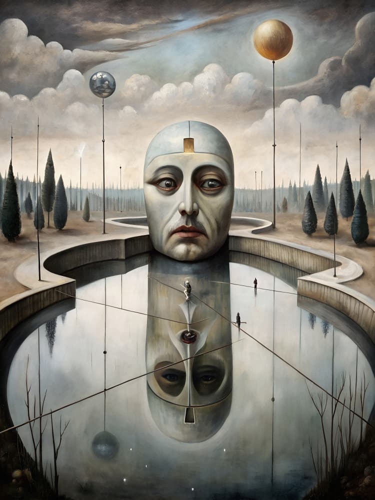 Surreal Head Reflection by Miguel Bruzual — canvas wall art