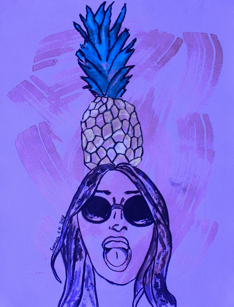 Pineapple Cool Girl by Santhosh ch — canvas wall art