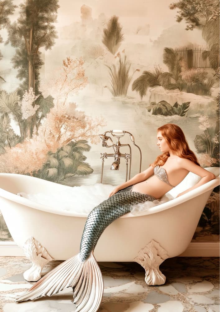 Mermaid's Bubble Bath by Niky Rahner — canvas wall art