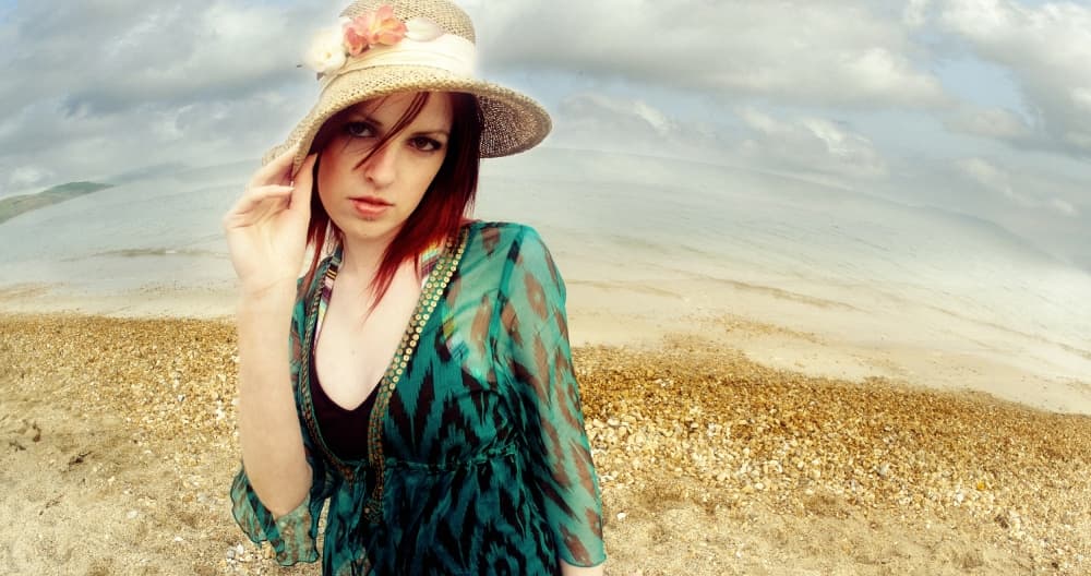 Beach Woman With Hat by kenp — canvas wall art