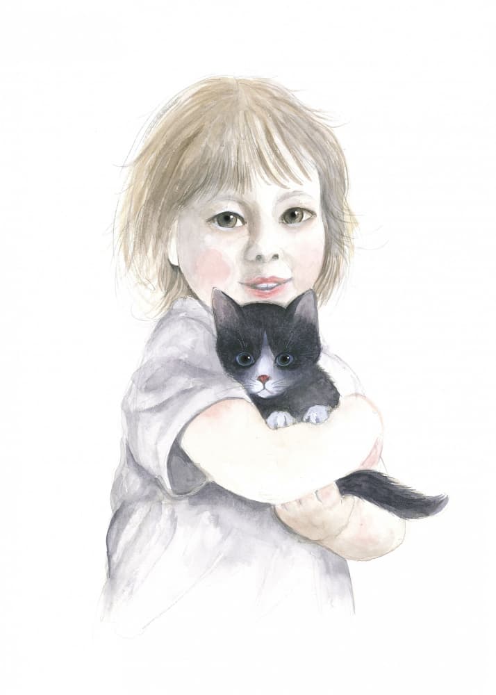 Little Girl and Kitten by Isabelle Brent — canvas wall art