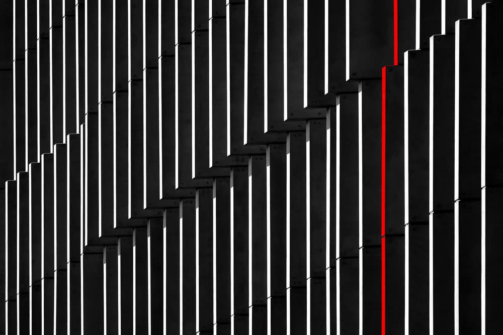 Modern Geometric Red Line by Hans-Wolfgang Hawerkamp — canvas wall art