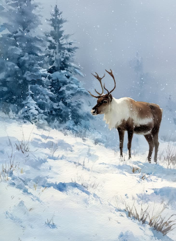 Peaceful Arctic Reindeer by Justyna Jaszke — canvas wall art