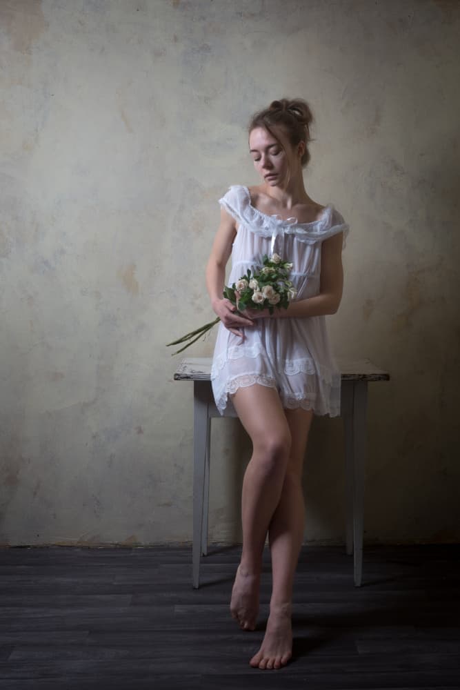 Pensive Woman with Flowers by Ruth Franke — canvas wall art
