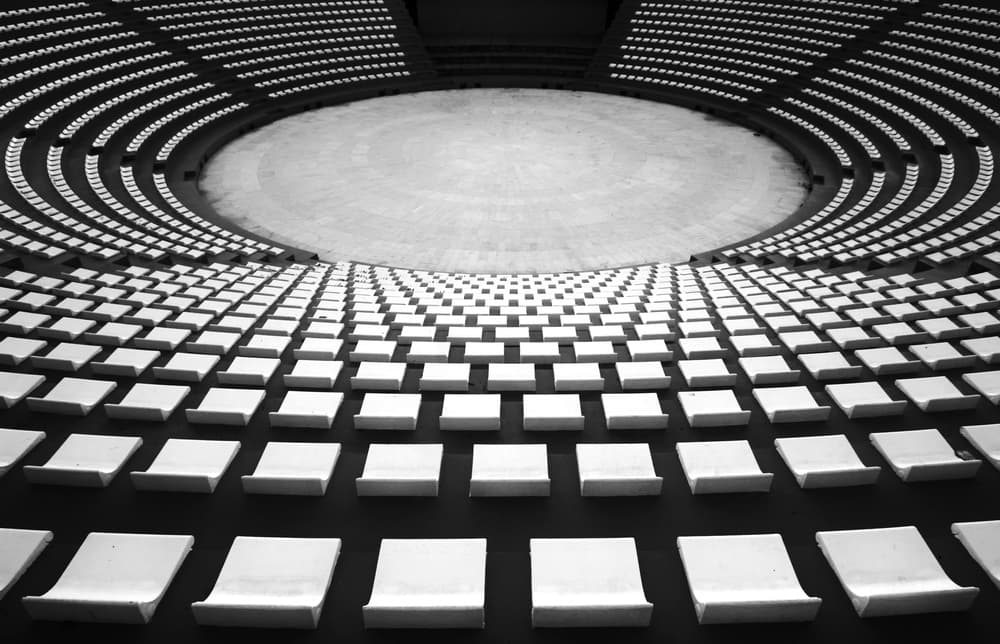 Empty Stadium Seating by Hans-Wolfgang Hawerkamp — canvas wall art