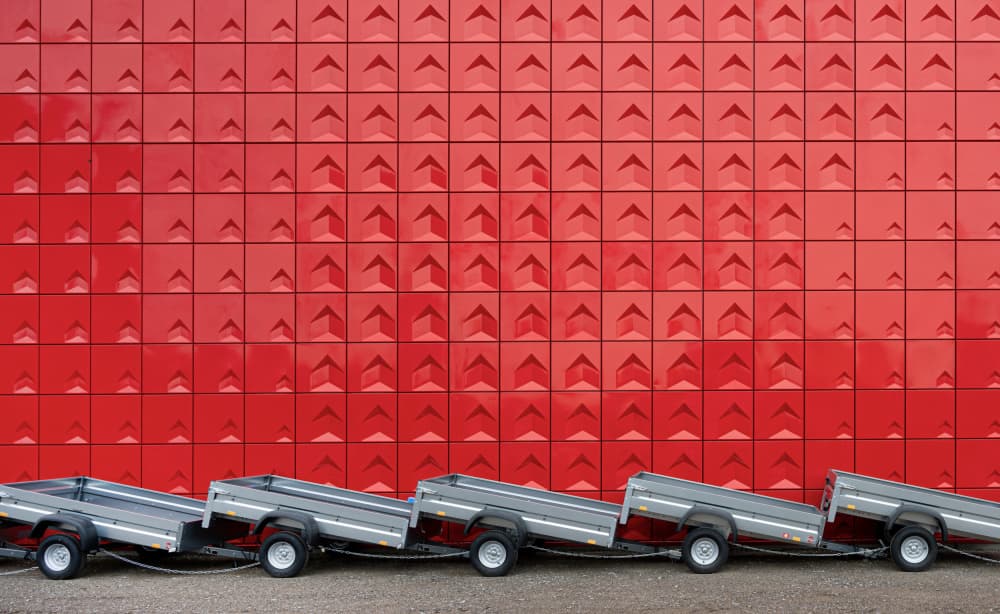 Red Wall Trailers by Roland M Schwerdtfeger — canvas wall art
