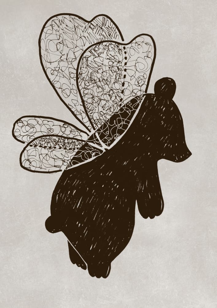Whimsical Flying Bear by Rosana Laiz Blursbyai — canvas wall art