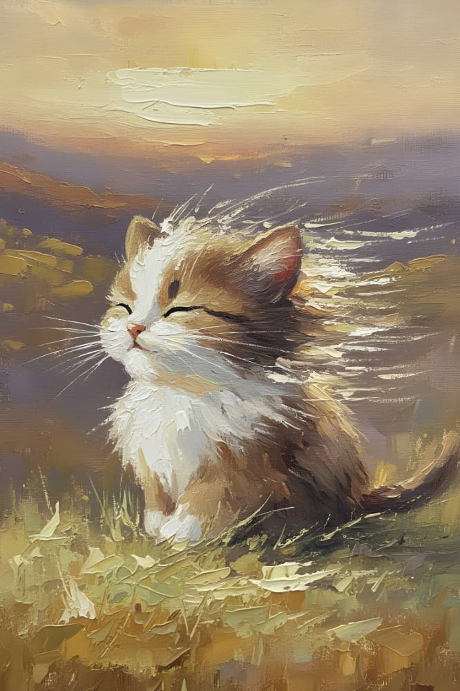 Serene Kitten Golden Light by HUGO — canvas wall art