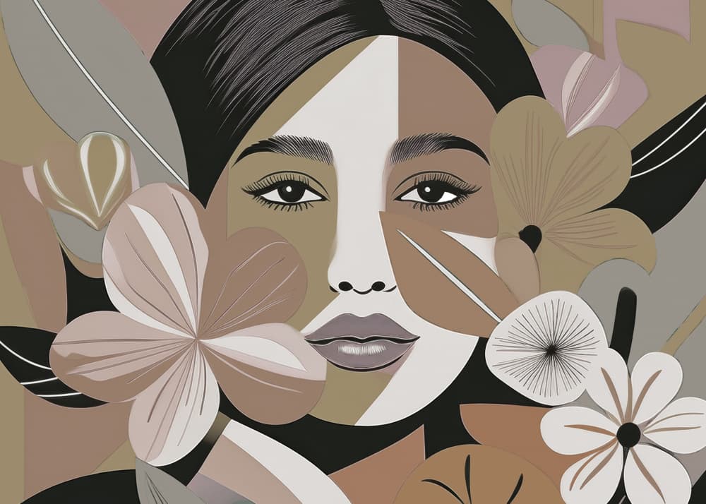 Serene Floral Woman by casa cartissi — canvas wall art