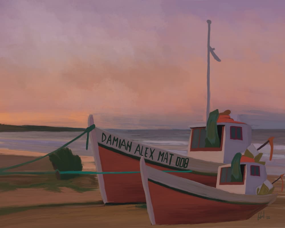Sunset Fishing Boats by GIovanna Gil Alves — canvas wall art