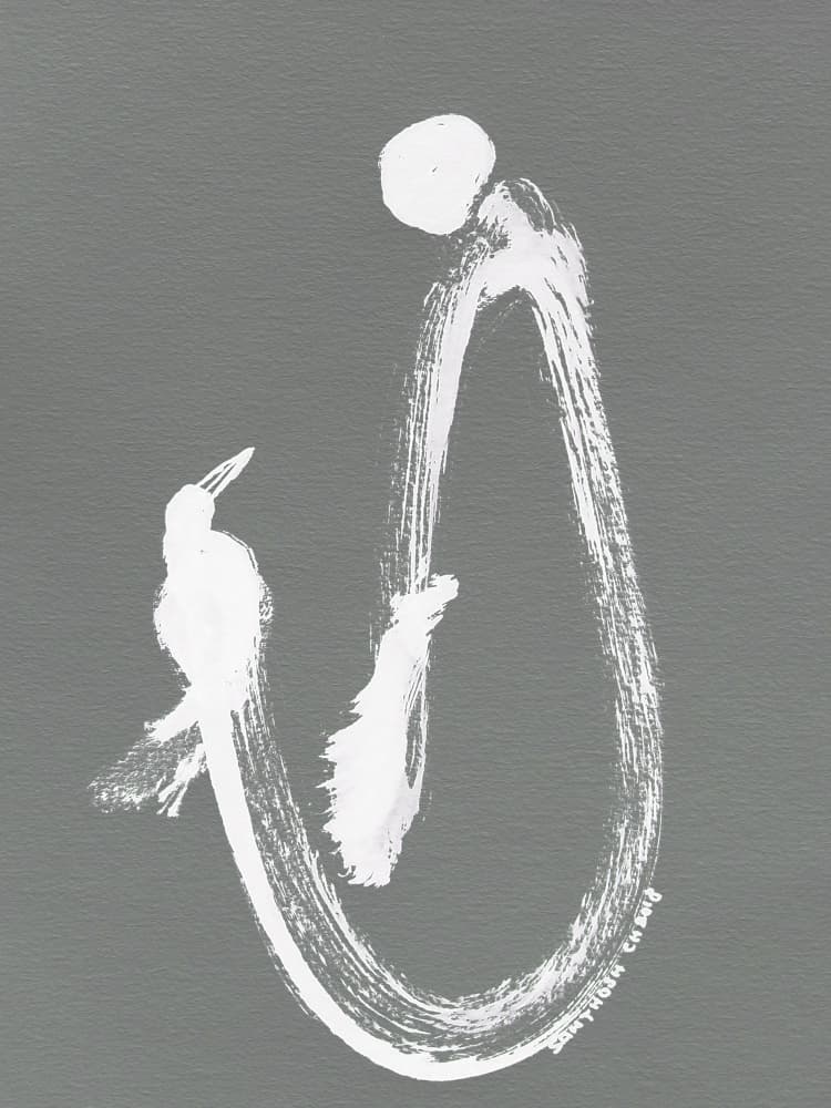 Serene Figure And Bird by Santhosh ch — canvas wall art