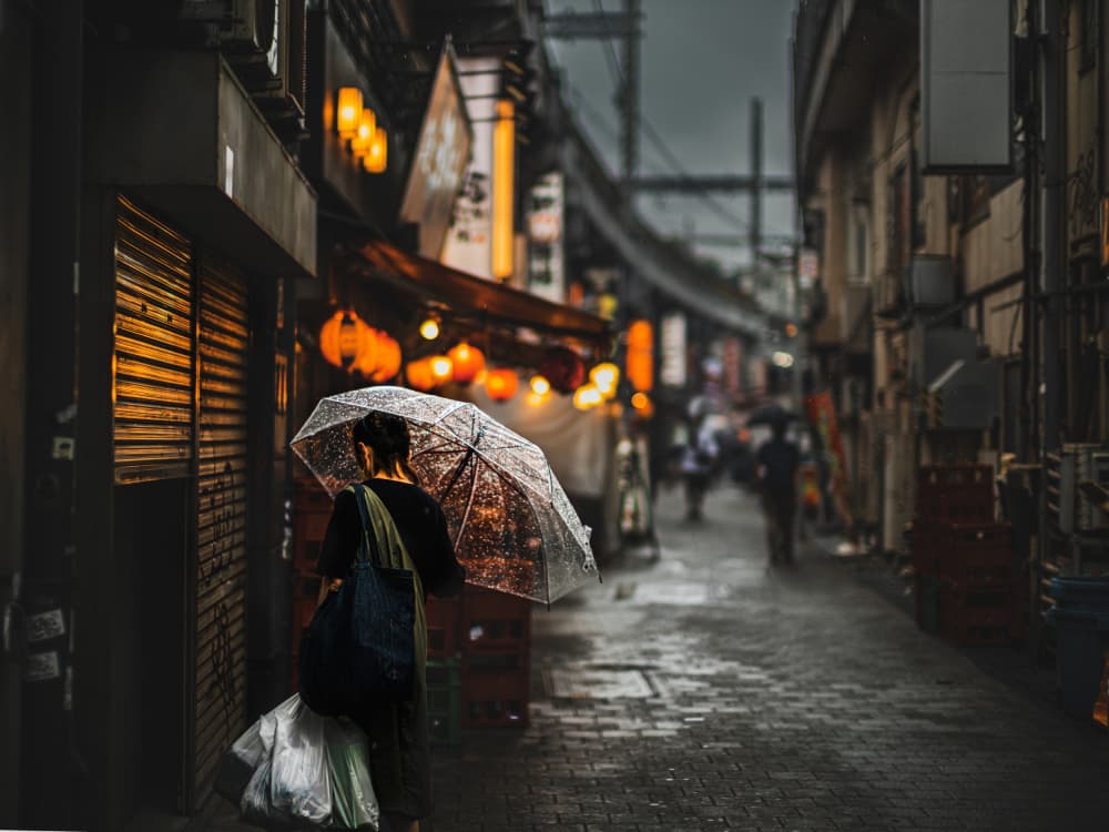 Evening Rain Walk by Yuzo Fujii — canvas wall art