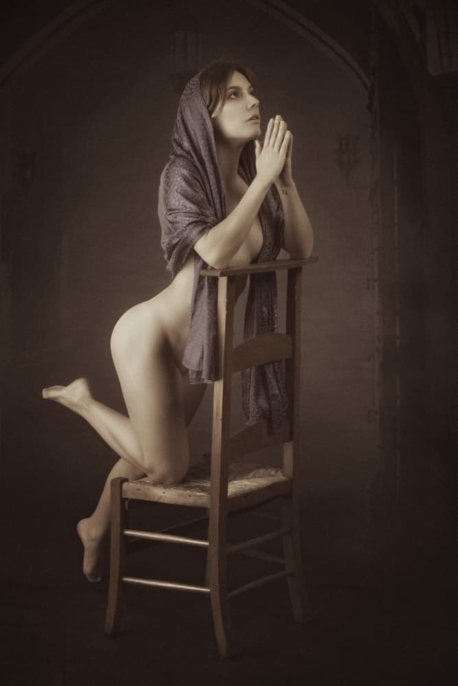 Kneeling Nude Prayer by Jan Slotboom — canvas wall art