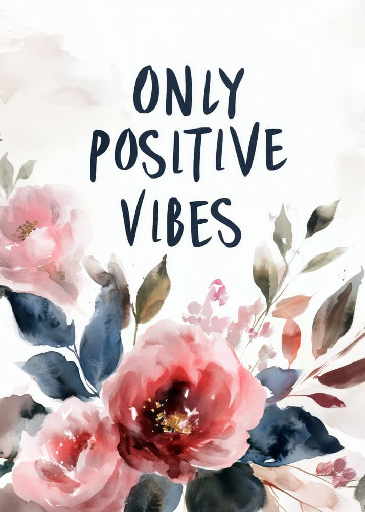Only Positive Vibes Floral by Justyna Jaszke — canvas wall art