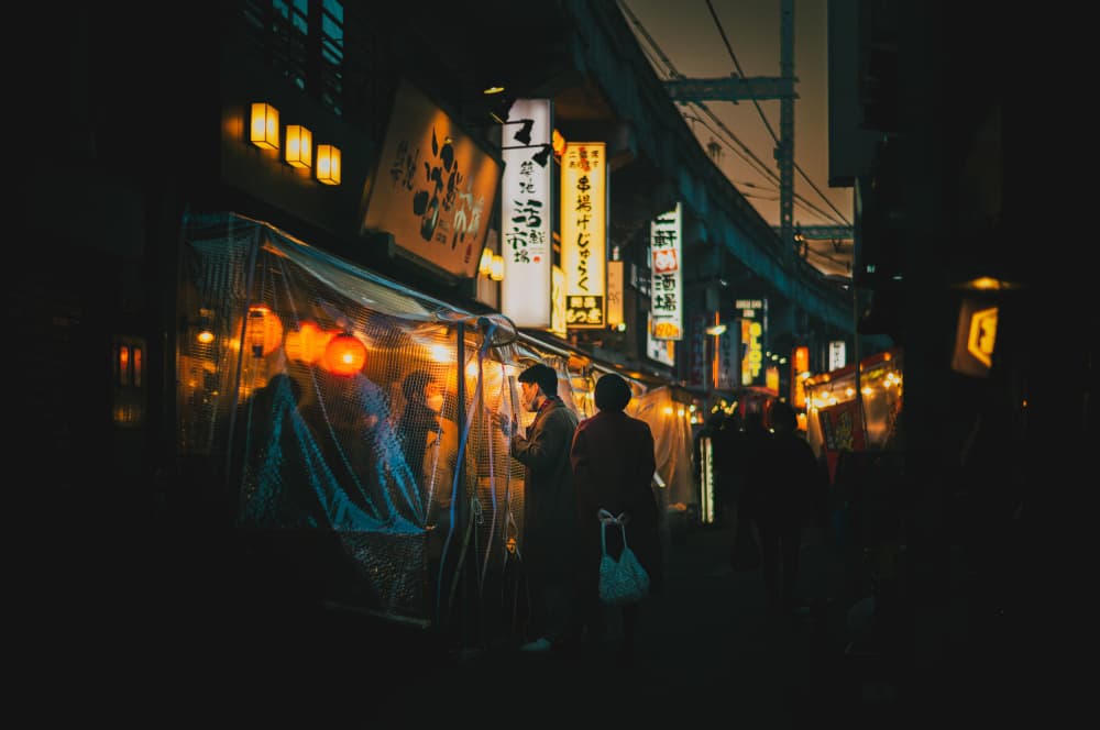 Japanese Night Street by Yuzo Fujii — canvas wall art