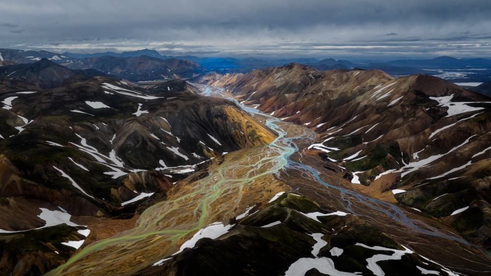 Colorful Braided River Valley by James Bian — canvas wall art