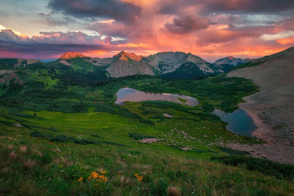 Alpine Lake Sunset Glow by Mei Xu — canvas wall art