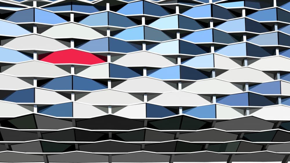 Geometric Blue Facade by Jorge Pimenta — canvas wall art