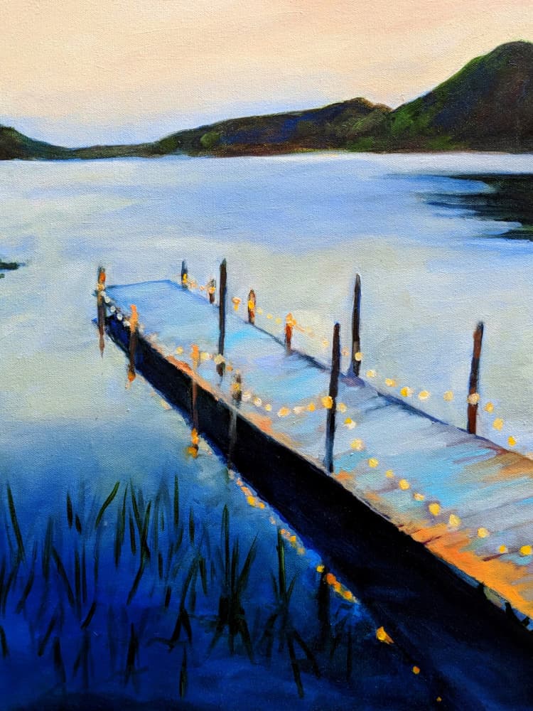 Serene Dock at Twilight by Claire Whitehead — canvas wall art