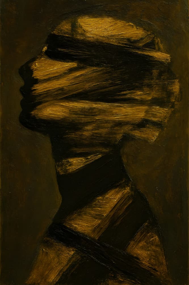 Abstract Golden Profile by HUGO — canvas wall art