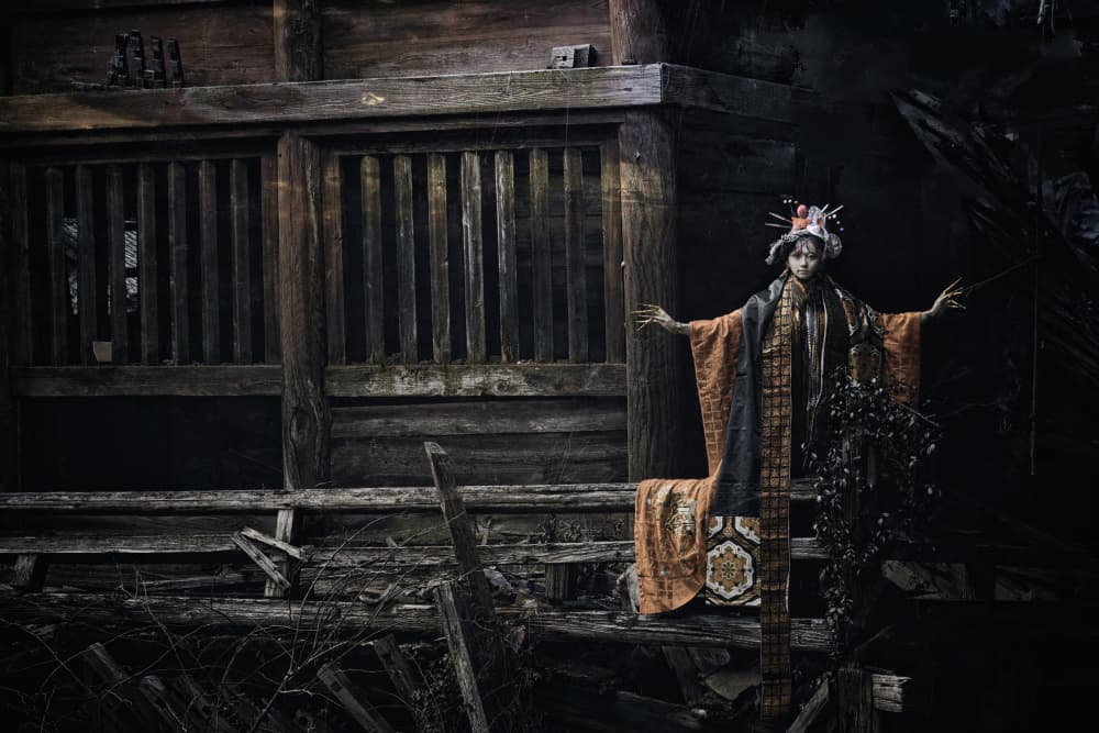 Eerie Japanese Shrine Doll by KOIKI — canvas wall art