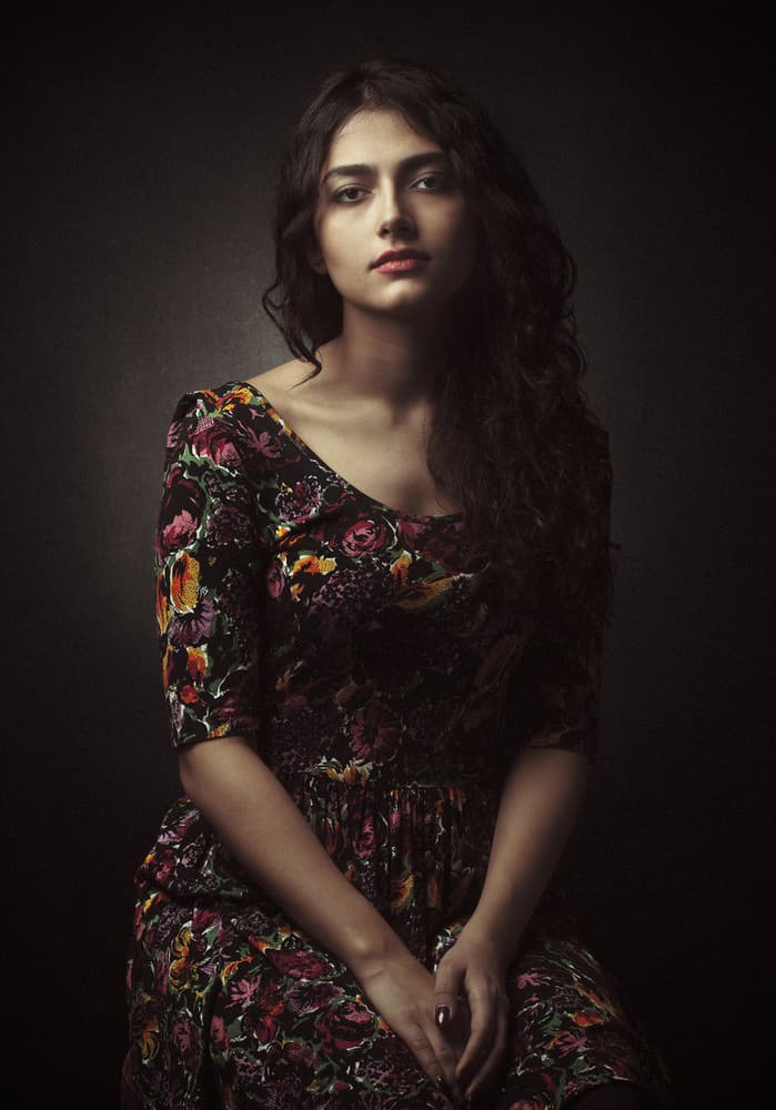 Pensive Floral Portrait by Mehdi Mokhtari — canvas wall art