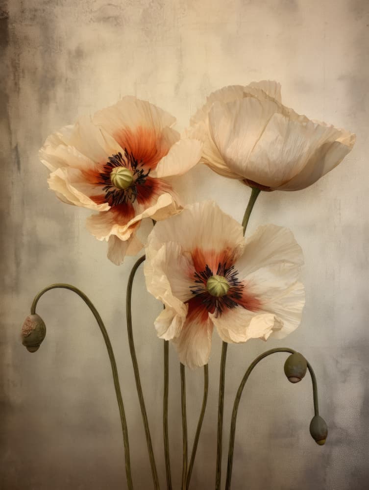 Elegant Poppy Blooms by Bilge Paksoylu — canvas wall art