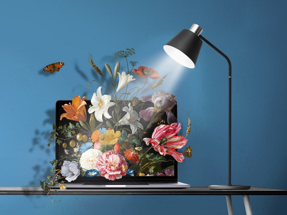 Flowering Laptop Screen by Marja van den Hurk — canvas wall art