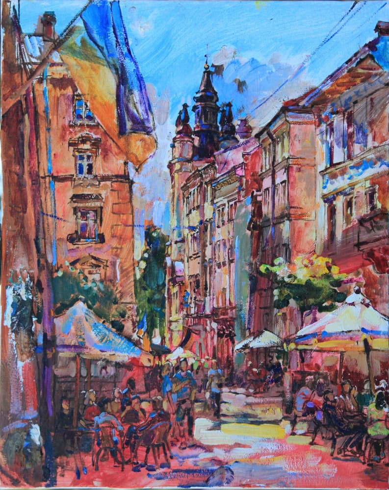Lively Ukrainian Street by Andrii Kutsachenko — canvas wall art