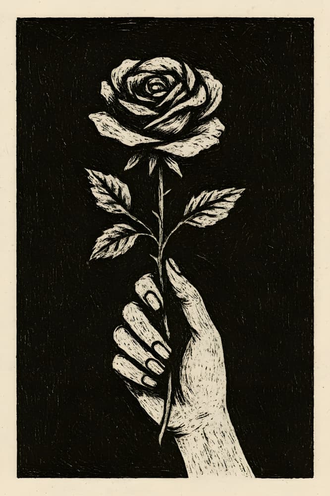 Rose in Hand by HUGO — canvas wall art