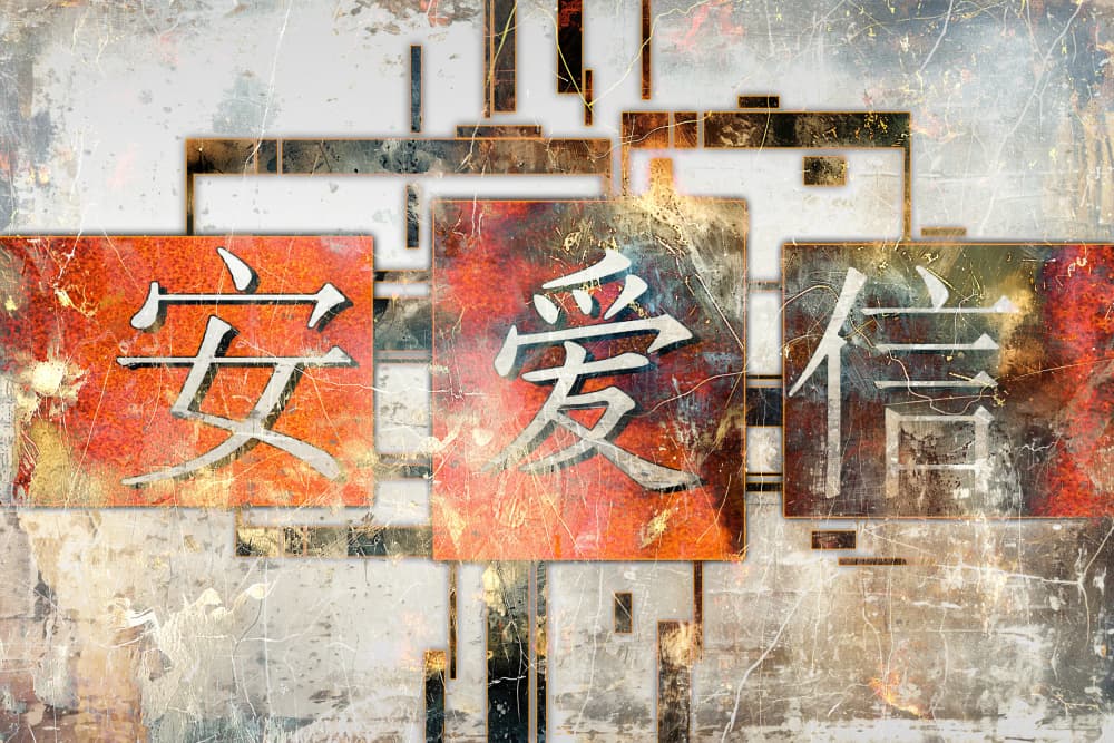 Chinese Peace Love Trust by Rafal Kulik — canvas wall art