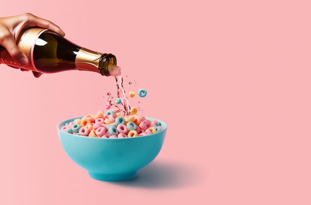 Champagne Cereal Pour by Artem Pozdniakov — canvas wall art
