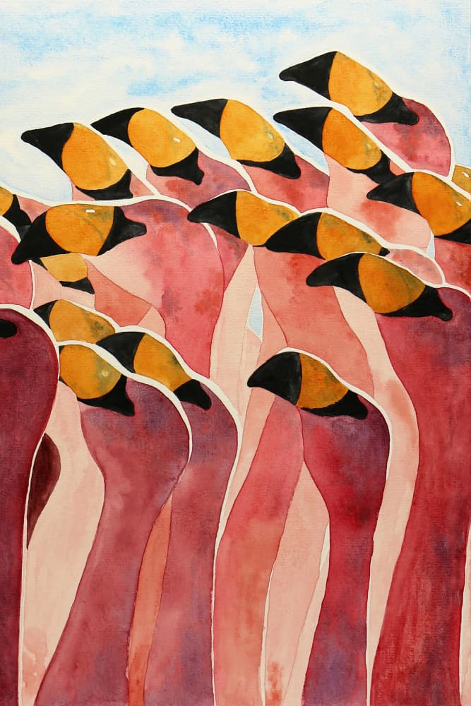 Vibrant Pink Flamingos by Natalie Bruns — canvas wall art
