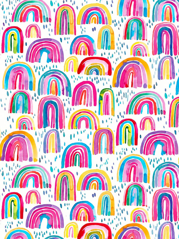 Playful Watercolor Rainbows by Ninola Design — canvas wall art