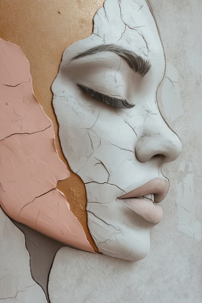 Serene Cracked Face by Mauro — canvas wall art