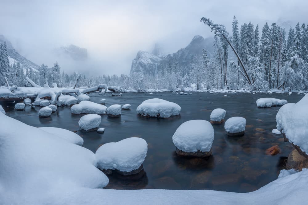 Snowy Mountain River by Ryan Li — canvas wall art