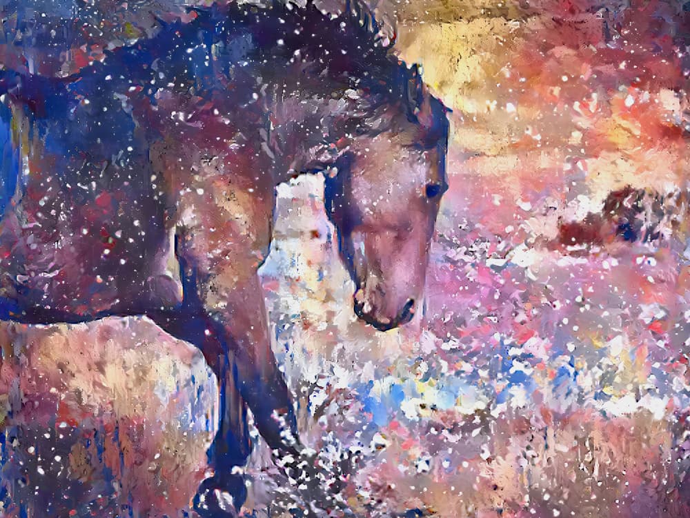 Vibrant Horse Splash by Matthys Moss — canvas wall art
