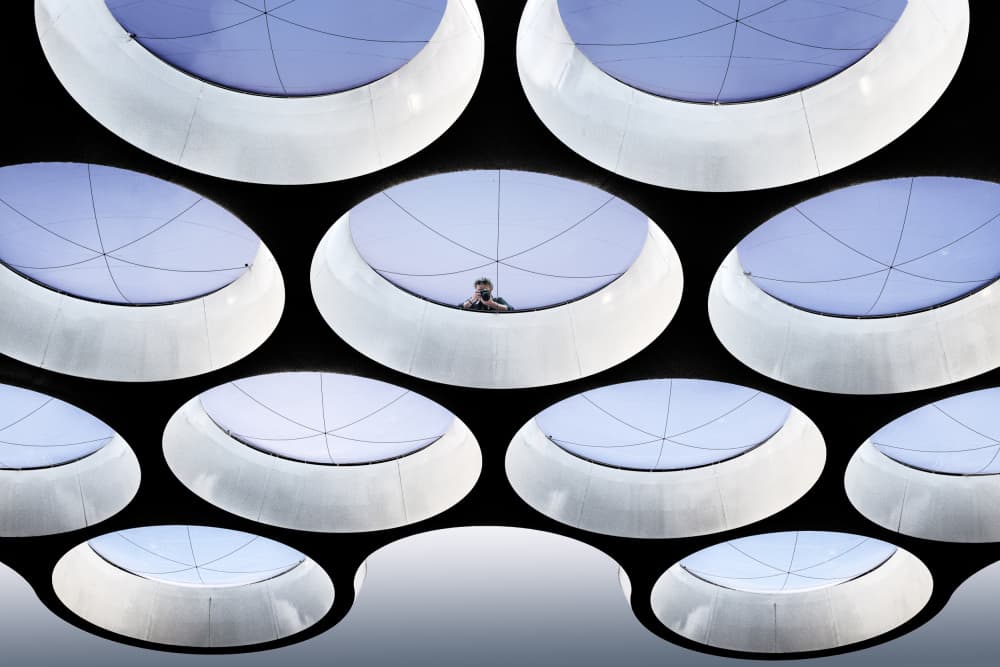 Person Under Modern Domes by fotomarion — canvas wall art