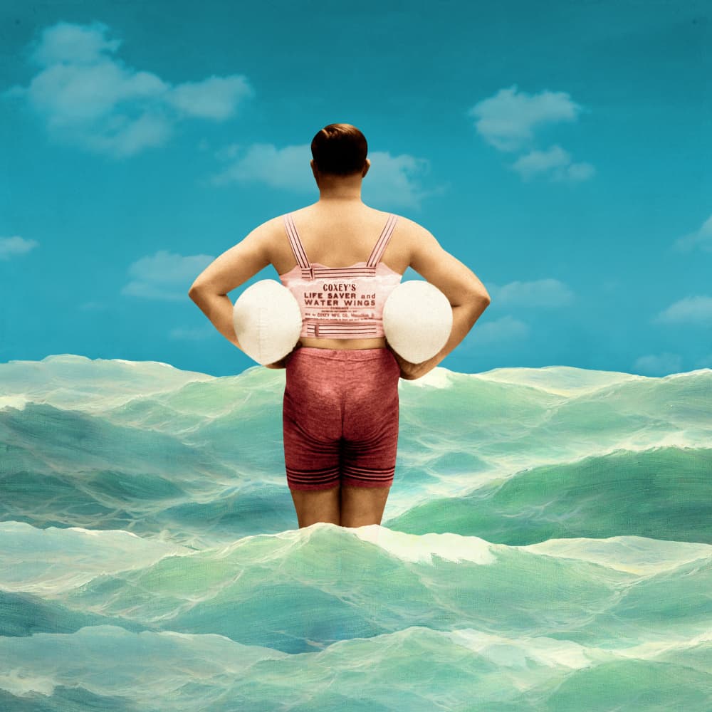 Vintage Man Water Wings by Marja van den Hurk — canvas wall art