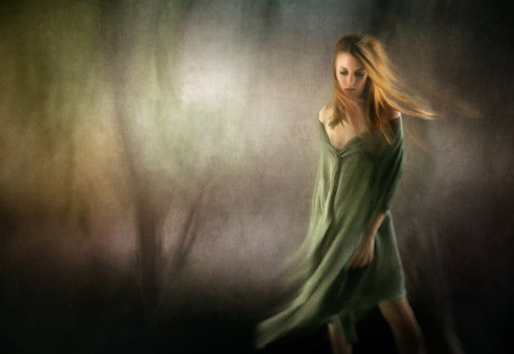 Dreamy Woman in Green by Charlaine Gerber — canvas wall art