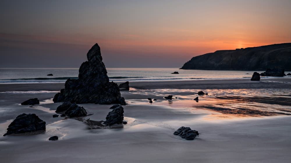 Dramatic Beach Sunset by Anne Berger — canvas wall art