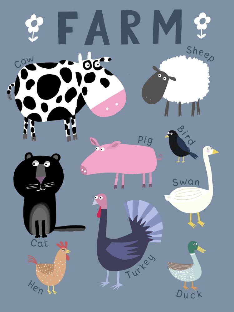 Whimsical Farm Animals by Carla Daly — canvas wall art
