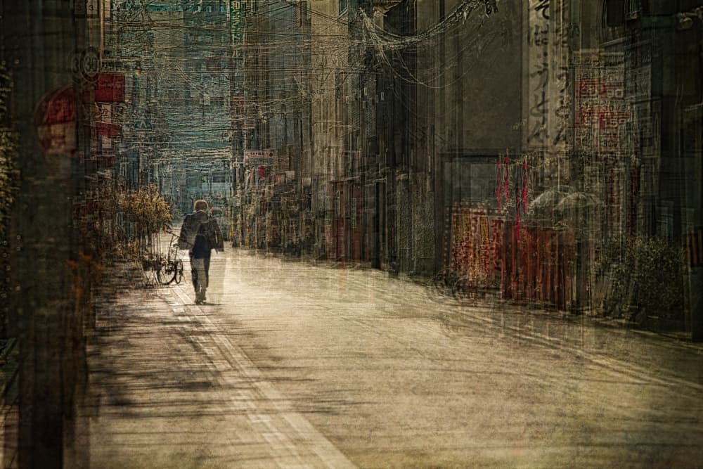 Solitary City Walk by MingLun Tsai (蔡明倫) — canvas wall art