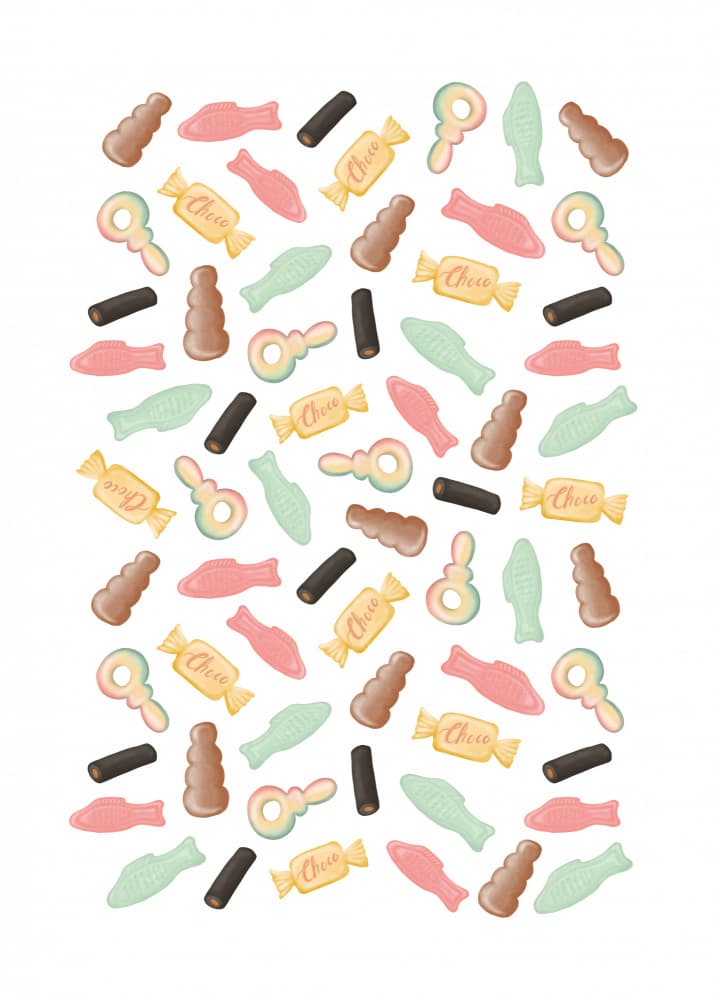 Sweet Candy Assortment by Aminah Eleonora — canvas wall art