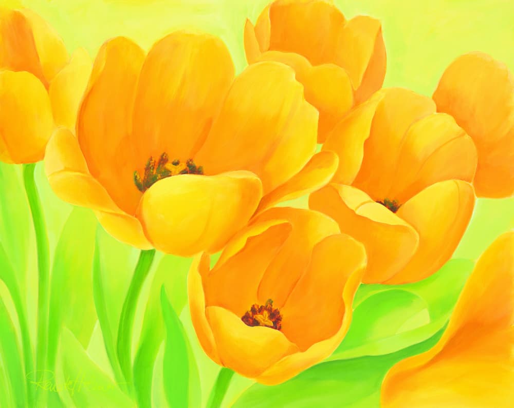 Vibrant Yellow Tulips by Renate Holzner — canvas wall art