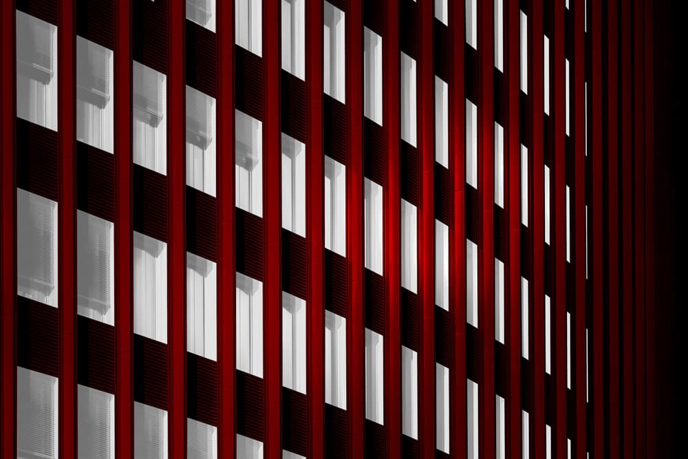 Red Urban Geometry by Marc Huybrighs — canvas wall art