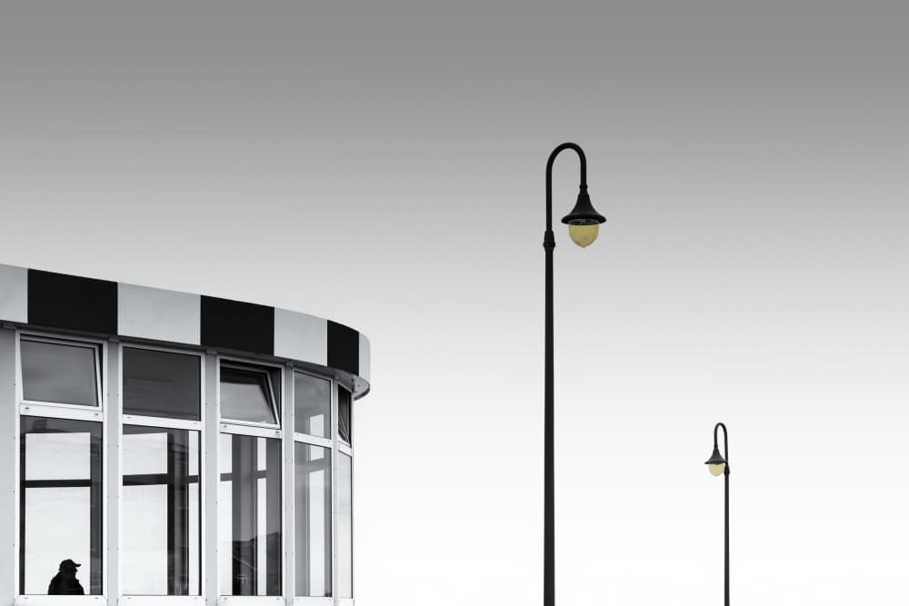 Curved Building Lights by Rolf Endermann — canvas wall art