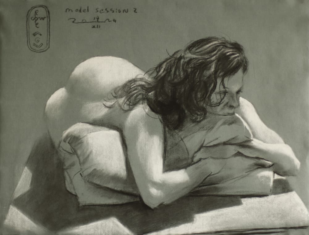 Pensive Reclining Figure by Corné Akkers — canvas wall art