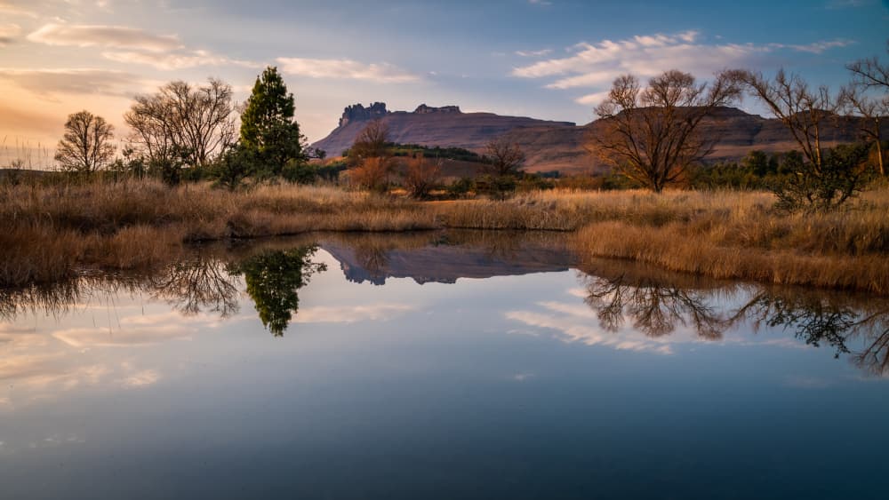 Tranquil Mountain Reflection by Brian van Niekerk — canvas wall art