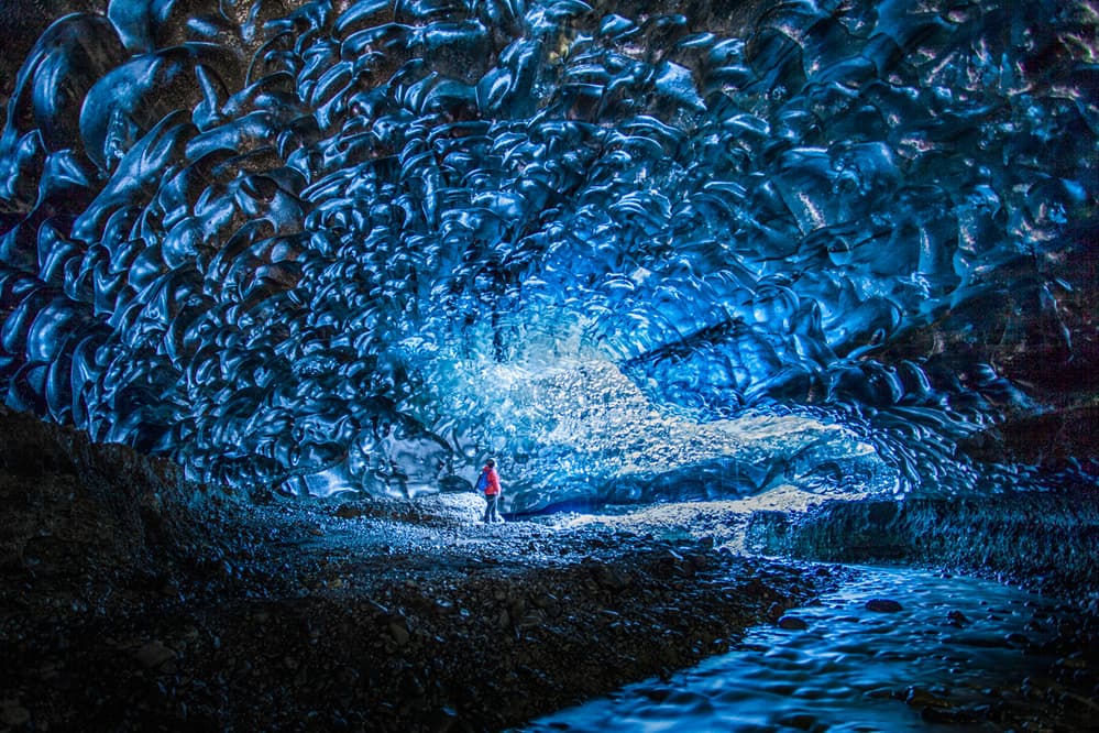 Blue Ice Cave Explorer by Peter Svoboda MQEP — canvas wall art
